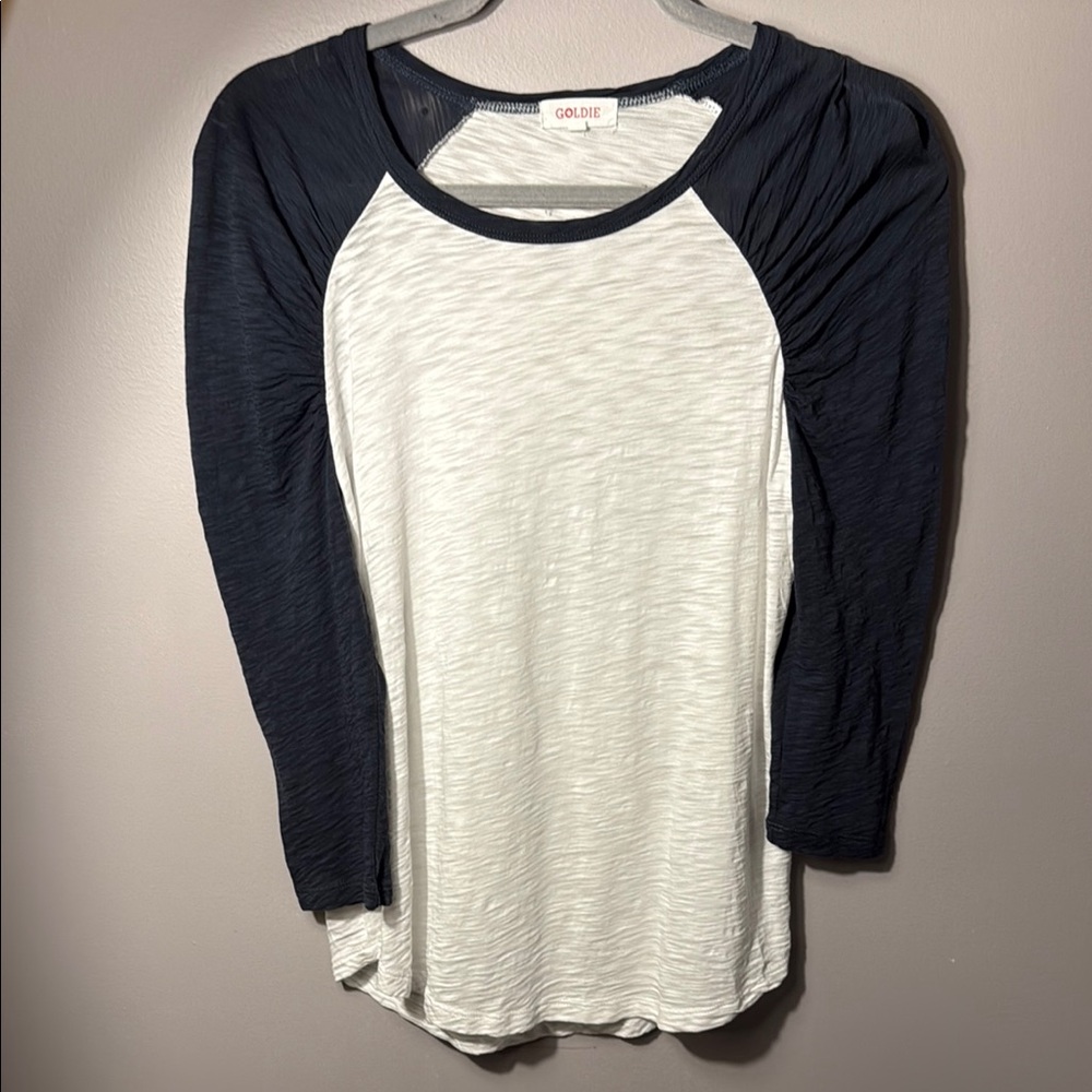 Goldie rouched baseball three-quarter top